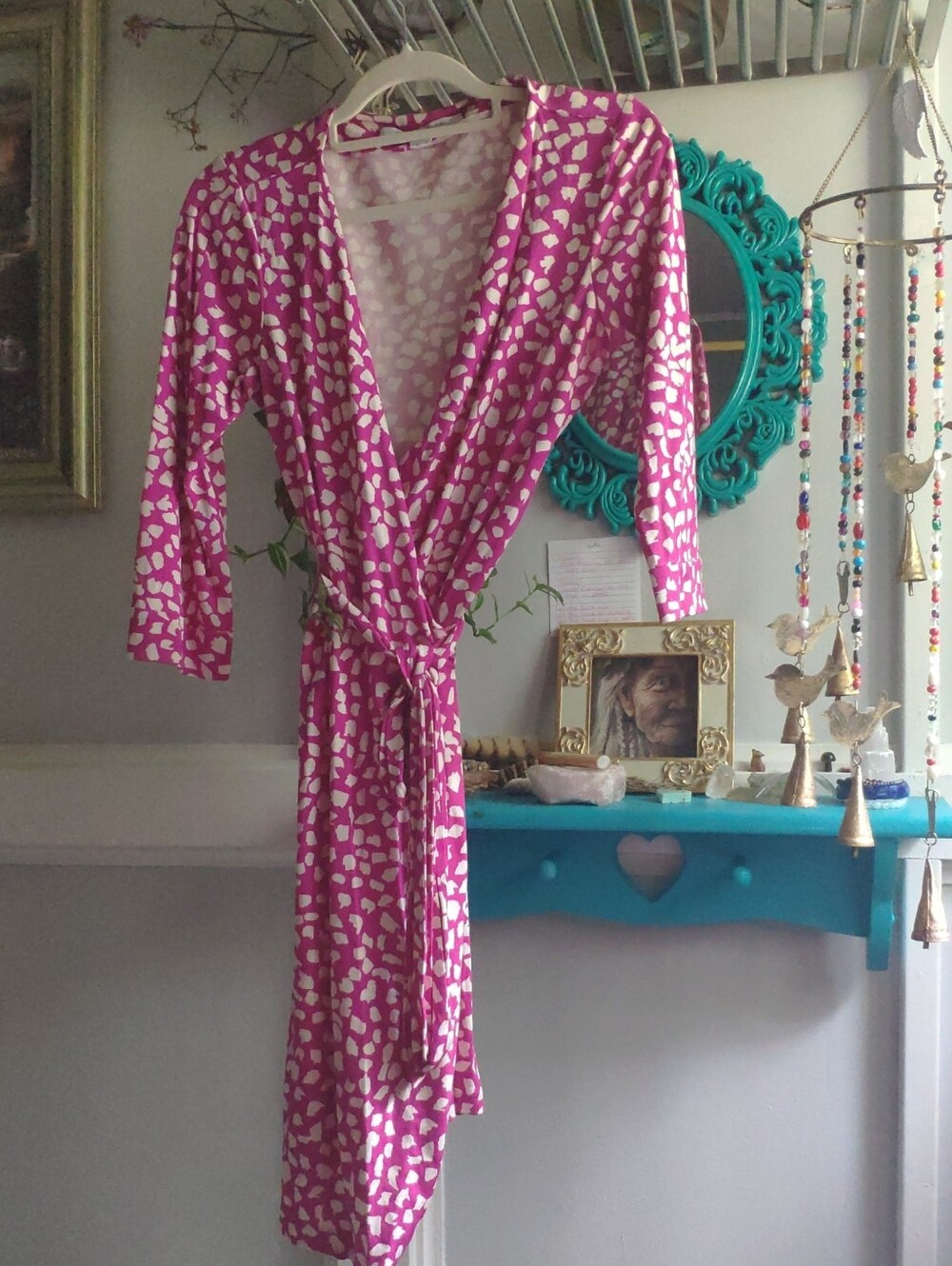 Diane Von Furstenberg Pink & White Printed Wrap Dress